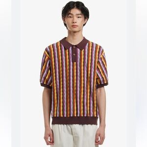 Obey Men's Polo Sweater Surface Multicolor Size Large Shepard Fairey Striped NEW